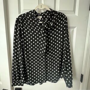 JCrew Polka dot bow blouse